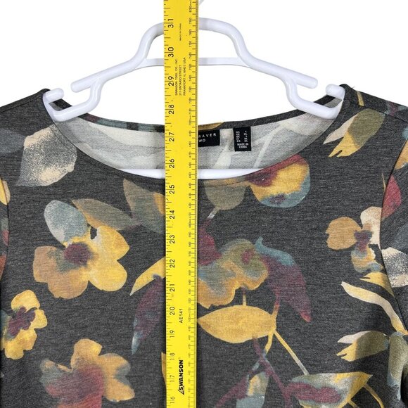 Susan Graver Weekend L Muted Floral 3/4 Sleeve Ring Detail Pullover Comfort Top - Picture 8 of 12